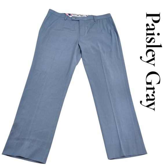 Paisley Gray Other - Paisley Gray Dress Pants Mens 36 Blue Grey Rayon Blend Flat Front Classic Career